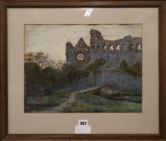 G. Heathcote, watercolour, Abbey ruins, signed and dated 1899 28 x 38cm.